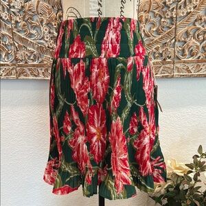 Isani for Target Pink & Green Floral Mini Pleat Mini Skirt- size L